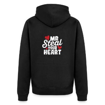 Mr. Steal Your Heart Couples de la Saint-Valentin Tout-petit - Veste à capuche bio Premium Unisexe - noir - Dos - Nico (187cm)