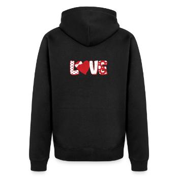 Polka Dot Liebe Herz Fliege Valentinstag Paare - Unisex Premium Bio Zip Hoodie - Schwarz - Hinten - Nico (187cm)