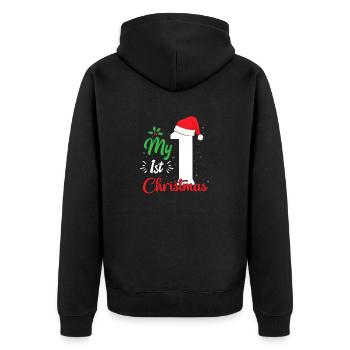 My 1st Christmas - Unisex Premium Bio Zip Hoodie - Schwarz - Hinten - Nico (187cm)