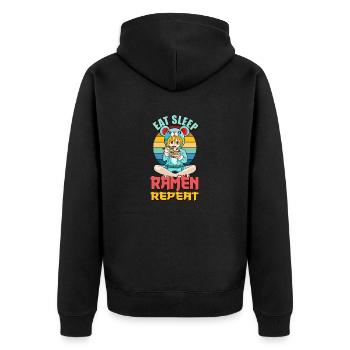 Lustige Kawaii Mädchen essen Schlaf Ramen wiederholen - Unisex Premium Bio Zip Hoodie - Schwarz - Hinten - Nico (187cm)
