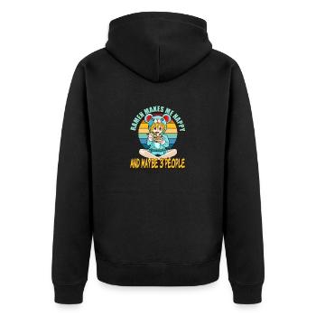 Cute Japan Kawaii Anime Funny Ramen Makes Me Happy - Unisex Premium Organic Zip Hoodie - black - Back - Nico (187cm)