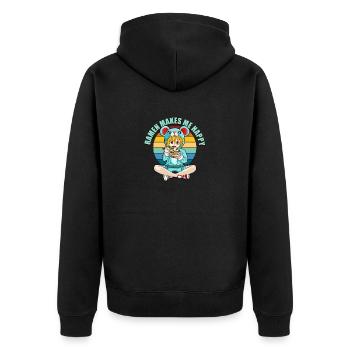 Ramen macht mich glücklich Süßes Japan Essen Ramen Anime - Unisex Premium Bio Zip Hoodie - Schwarz - Hinten - Nico (187cm)