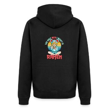 Funny Japan Ramen The Only Men I Want is Ramen - Unisex Premium Organic Zip Hoodie - black - Back - Nico (187cm)