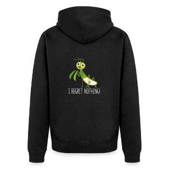 I do not regret anything praying mantis insect funny - Unisex Premium Organic Zip Hoodie - black - Back - Nico (187cm)