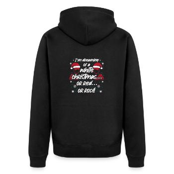 Weihnachten Wein Weinglas Weihnachtsdekoration - Unisex Premium Bio Zip Hoodie - Schwarz - Hinten - Nico (187cm)