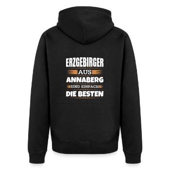 Erzgebirger aus Annaberg - Unisex Premium Bio Zip Hoodie - Schwarz - Hinten - Nico (187cm)