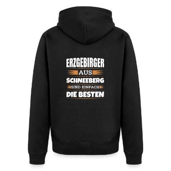 Erzgebirger aus Schneeberg - Unisex Premium Bio Zip Hoodie - Schwarz - Hinten - Nico (187cm)