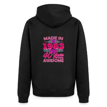 Made in 1983 40 Years of Being Awesome - 40th Birt - Unisex Premium Organic Zip Hoodie - black - Back - Nico (187cm)