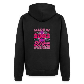 Made in 2003 20 Years of Being Awesome - 20th Birt - Unisex Premium Organic Zip Hoodie - black - Back - Nico (187cm)