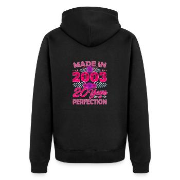 Made in 2003 20 Years of Perfection - 20th Birthda - Unisex Premium Organic Zip Hoodie - black - Back - Nico (187cm)