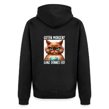 Kaffee Morgenmuffel Mitarbeiter Kaffee Katze - Unisex Premium Bio Zip Hoodie - Schwarz - Hinten - Nico (187cm)