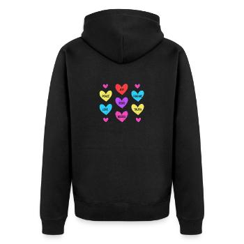 Valentine's Day Heart Candy Lovers Matching - Unisex Premium Organic Zip Hoodie - black - Back - Nico (187cm)