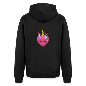 Mignon cœur de licorne Licornes de Saint-Valentin - Veste à capuche bio Premium Unisexe - noir - Dos - Nico (187cm)