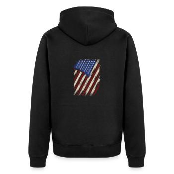 Valentinstag amerikanische Flagge Herzen USA Liebe - Unisex Premium Bio Zip Hoodie - Schwarz - Hinten - Nico (187cm)