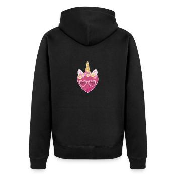 Mignon cœur de licorne Licornes de Saint-Valentin - Veste à capuche bio Premium Unisexe - noir - Dos - Nico (187cm)