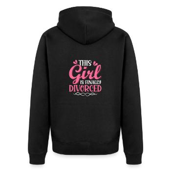 This Girl Is Finally Divorced Divorce Divorcee Ex- - Unisex Premium Organic Zip Hoodie - black - Back - Nico (187cm)