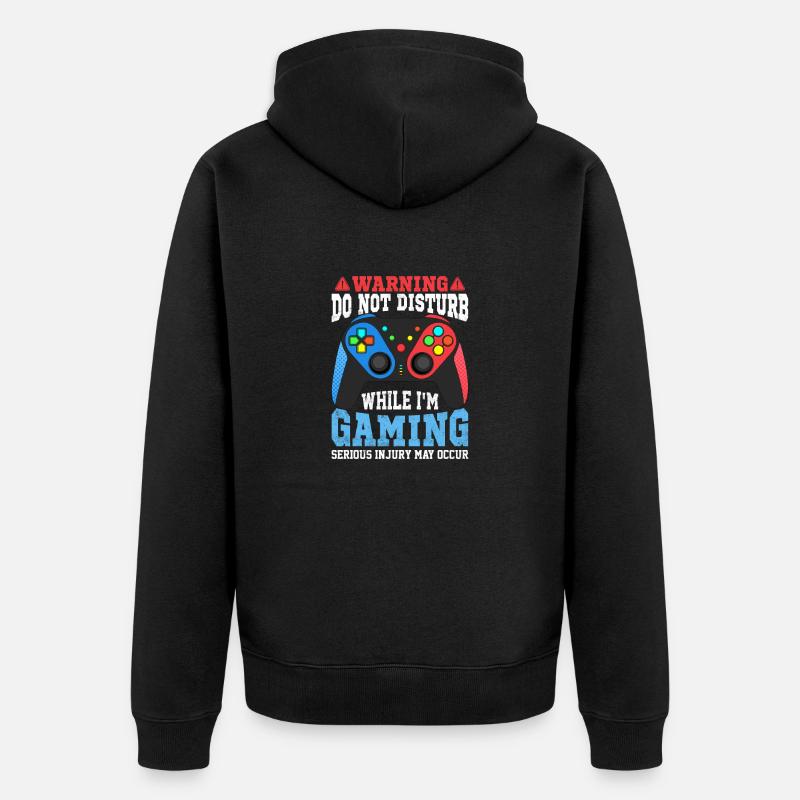 not disturb While Gaming - Unisex Premium Organic Zip Hoodie - black