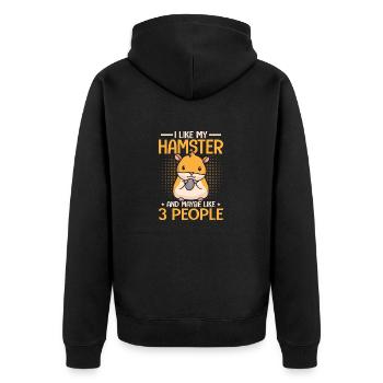 ICH MAG KAFFEE MEIN HAMSTER & VIELLEICHT 3 PERSONEN - Unisex Premium Bio Zip Hoodie - Schwarz - Hinten - Nico (187cm)