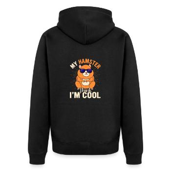 Mein Hamster Think I'm Cool - Geschenkidee - Unisex Premium Bio Zip Hoodie - Schwarz - Hinten - Nico (187cm)