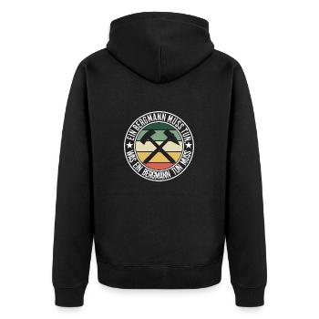 Ein Bergmann muss tun - Unisex Premium Bio Zip Hoodie - Schwarz - Hinten - Nico (187cm)