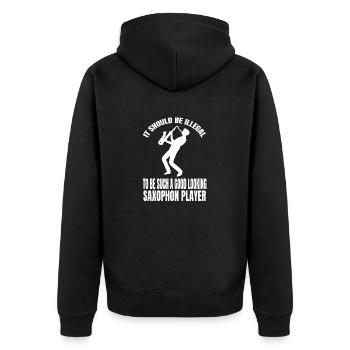 Saxophon Instrument Saxofon Musik Saxophonist - Unisex Premium Bio Zip Hoodie - Schwarz - Hinten - Nico (187cm)