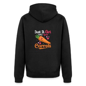Just A Girl Who Loves Carrots Veggie Carrot - Unisex Premium Bio Zip Hoodie - Schwarz - Hinten - Nico (187cm)