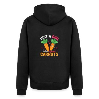 Just A Girl Who Loves Carrots Vegetable Carrot - Unisex Premium Bio Zip Hoodie - Schwarz - Hinten - Nico (187cm)