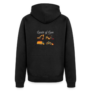 Valentinstag Cute Heavy Equipment V-Day Loads - Unisex Premium Bio Zip Hoodie - Schwarz - Hinten - Nico (187cm)