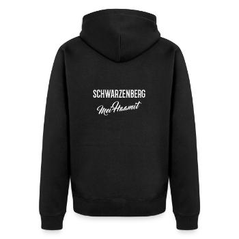 Schwarzenberg mei Haamit - Unisex Premium Bio Zip Hoodie - Schwarz - Hinten - Nico (187cm)
