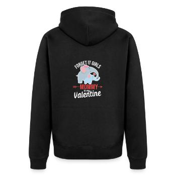 Vergiss es Mädchen meine Mama ist mein Valentin - Unisex Premium Bio Zip Hoodie - Schwarz - Hinten - Nico (187cm)