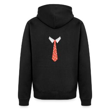 Valentinstag Krawatte Herz Muster Liebe Passende - Unisex Premium Bio Zip Hoodie - Schwarz - Hinten - Nico (187cm)