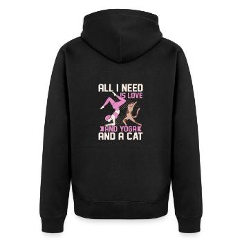 All I Need Is Love And Yoga And A Cat Pose Love - Unisex Premium Organic Zip Hoodie - black - Back - Nico (187cm)