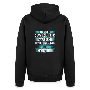 Erzgebirge Marienberg - Unisex Premium Bio Zip Hoodie - Schwarz - Hinten - Nico (187cm)