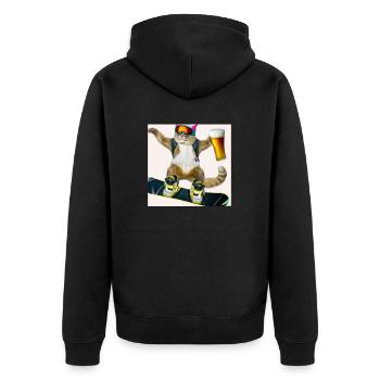 Drôle de chat de snowboard avec de la bière - Veste à capuche bio Premium Unisexe - noir - Dos - Nico (187cm)