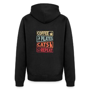 Café Pilates Chats Répéter l’exercice de fitness - Veste à capuche bio Premium Unisexe - noir - Dos - Nico (187cm)