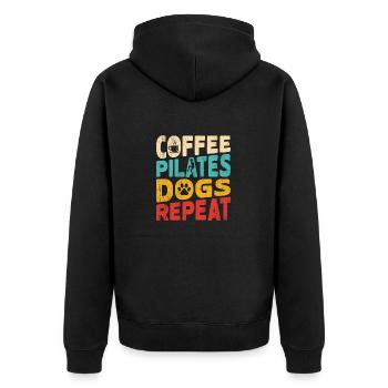 Café Pilates Chiens Répéter l’exercice de fitness - Veste à capuche bio Premium Unisexe - noir - Dos - Nico (187cm)