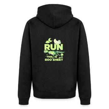 RUN THIS IS BOO SHEET RUNNING DINOSAUR REX GAME - Unisex Premium Organic Zip Hoodie - black - Back - Nico (187cm)
