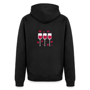Drei Gläser Wein Liebhaber Herz Lustige Paare - Unisex Premium Bio Zip Hoodie - Schwarz - Hinten - Nico (187cm)