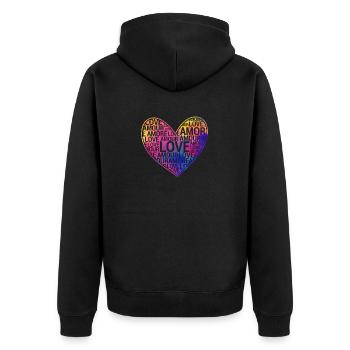 Love Amor Amour Amore Happy Valentine's Day - Unisex Premium Organic Zip Hoodie - black - Back - Nico (187cm)