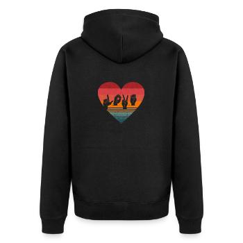 Valentinstag Liebe Zeichensprache Hand Herz Stumm - Unisex Premium Bio Zip Hoodie - Schwarz - Hinten - Nico (187cm)