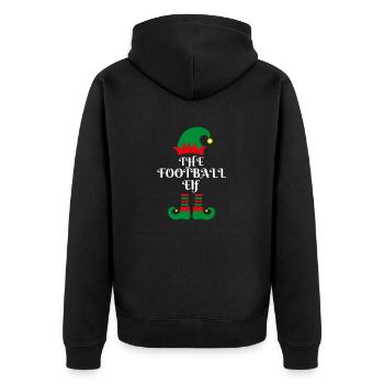 THE FOOTBALL ELF Santa's little helper soccer Elf - Unisex Premium Organic Zip Hoodie - black - Back - Nico (187cm)