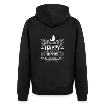 Ragdolls make me happy humans make my head hurt - Unisex Premium Organic Zip Hoodie - black - Back - Nico (187cm)
