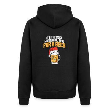 Most Wonderful Time For A Beer Retro Ugly Christma - Unisex Premium Organic Zip Hoodie - black - Back - Nico (187cm)