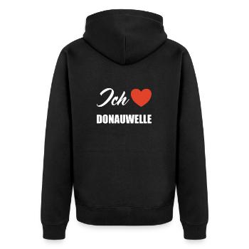 Ich liebe Donauwelle - Unisex Premium Bio Zip Hoodie - Schwarz - Hinten - Nico (187cm)