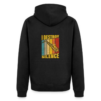 I Destroy Silence Saxophone Player Marching Band S - Veste à capuche bio Premium Unisexe - noir - Dos - Nico (187cm)