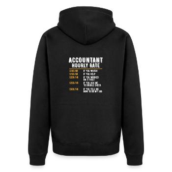 Funny Accountant Hourly Rate Accounting CPA Cool - Unisex Premium Organic Zip Hoodie - black - Back - Nico (187cm)