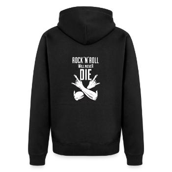 Rock N Roll ne mourra jamais - Veste à capuche bio Premium Unisexe - noir - Dos - Nico (187cm)