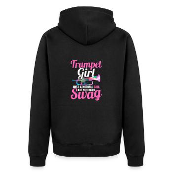 Trumpet Girl Just a Normal Girl But With More Swag - Unisex Premium Bio Zip Hoodie - Schwarz - Hinten - Nico (187cm)
