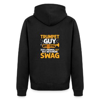 Trumpet Guy Just a Normal Guy But With More Swag T - Unisex Premium Bio Zip Hoodie - Schwarz - Hinten - Nico (187cm)