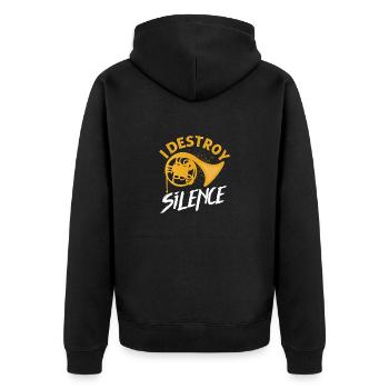I Destroy Silence Hornist Horn Player - Unisex Premium Bio Zip Hoodie - Schwarz - Hinten - Nico (187cm)
